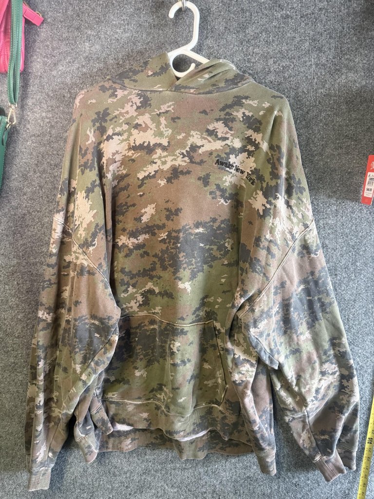 Awake New York Hoodie Mens 2xl Green Camo Pullover Fleece Logo Sweatshirt